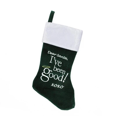 18" Green "Dear Santa" Embroidered Christmas Stocking