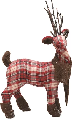 19.5" Plaid Reindeer with Brown Scarf Tabletop Figure