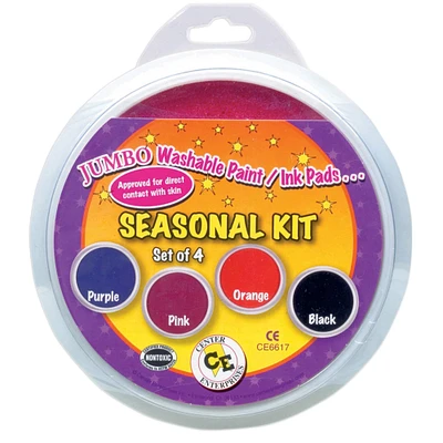Center Enterprises Jumbo Circular Washable Paint/Ink Pad, Seasonal Kit, Pack of 4