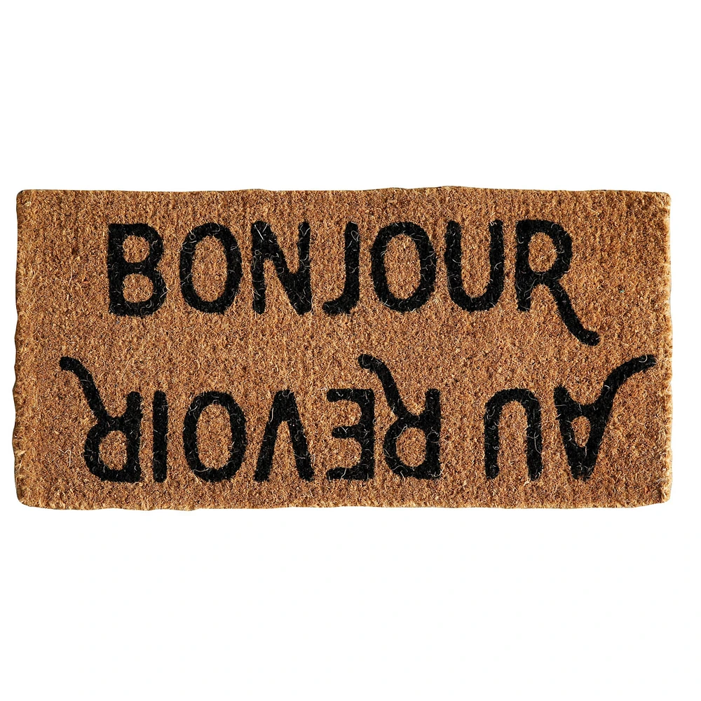 Bonjour Au Revoir Natural Coir Doormat