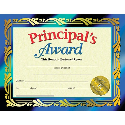 Flipside Products 8.5” x 11 Principals Award Certificate, 6 Pack Bundle