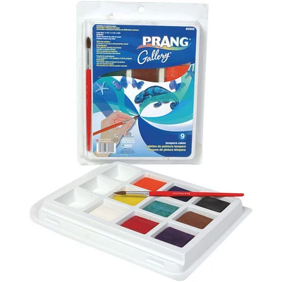 Prang® Gallery™ Tempera 9 Color Cake Set with Brush
