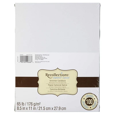 White Gold 8.5" x 11" Shimmer Cardstock Paper by Recollections™, 100 Sheets