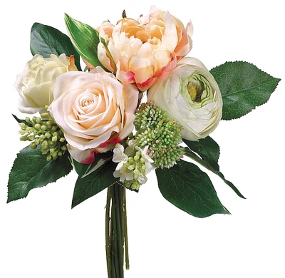 12 Pack: Peach & Green Peony, Rose & Lilac Bouquet