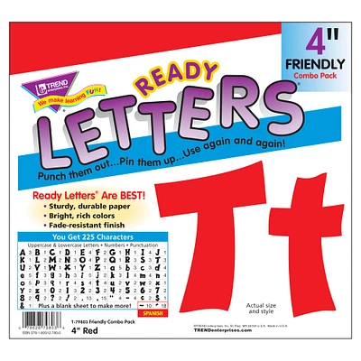 Trend Enterprises® 4" Friendly English/Spanish Combination Ready Letters