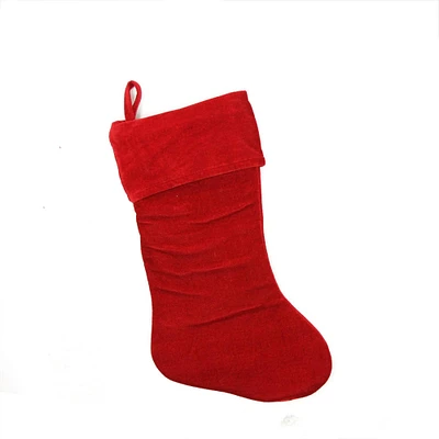 19" Traditional Velvet Christmas Stocking, Red