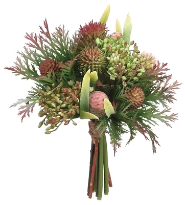 Green & Burgundy Protea Thistle & Sedum Bouquet