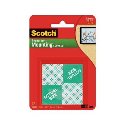 Scotch® Permanent Mounting Tape Squares, White