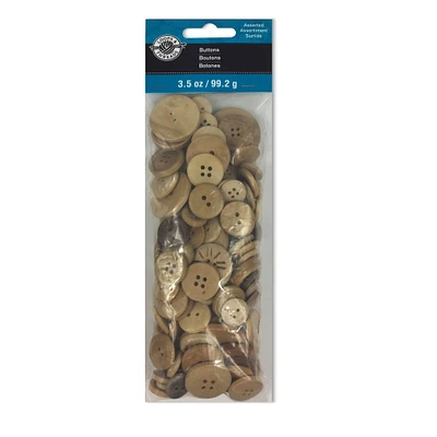 12 Pack: Light Brown Wooden Buttons Set by Loops & Threads®