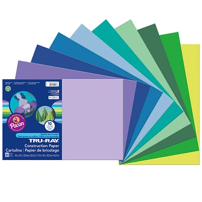 Tru-Ray® 12" x 18" Cool Colors Construction Paper, 3 Pack Bundle