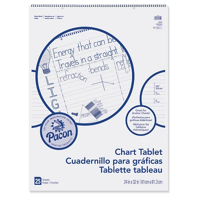 Pacon® White 1-1/2" Ruled Chart Tablet, 24" x 32", 25 Sheets