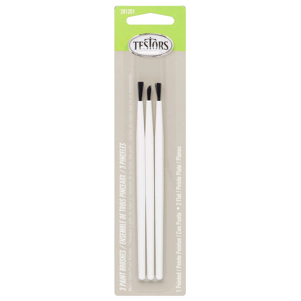 Testors® Paint Brush, 2 Flat and 1 Pointed