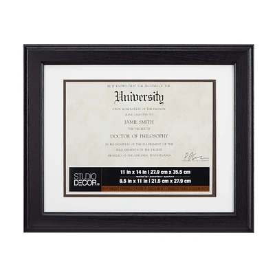 Brown Document Frame, 11" x 14" With 8.5" x 11" Double Mat by Studio Décor®