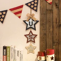 Glitzhome® Galvanized Iron & Wood "USA" Star Hanging Wall Sign