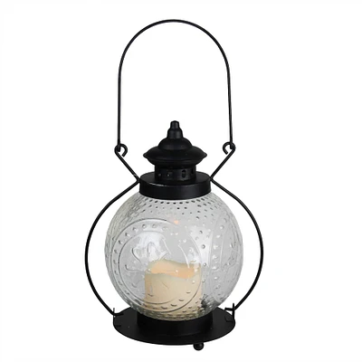 Molded Glass Lantern with LED Pillar Timer Candle