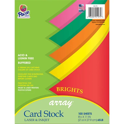 Array® Bright Colors Card Stock, 100 Sheets