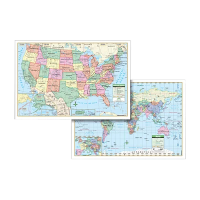 U.S. & World Wall Map Combo Laminated