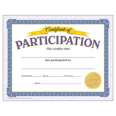 Trend Enterprises® 8.5" x 11" Classic Certificate of Participation, 6 Pack Bundle