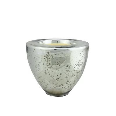 5.25" Silver Glass Votive Candle Holder with Wax Candle