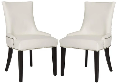 Lester Dining Chair Set of 2 in White Leather