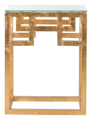 Byram End Table in Gold & Clear