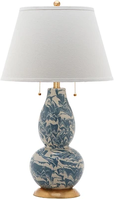 Color Swirls Glass Table Lamp in Blue / White