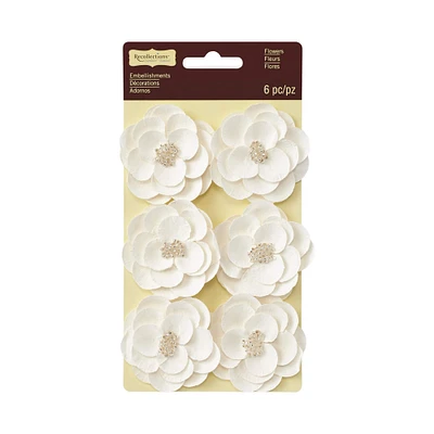 12 Packs: 6 ct. (72 total) Signature™ White Mulberry Flower Embellishments by Recollections™