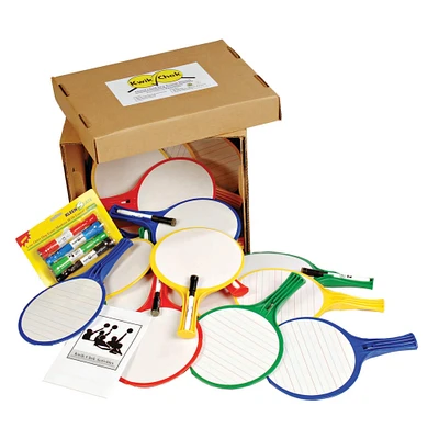 KleenSlate® Hand Held Dry Erase Round Paddle Classroom Kit, 24 Pack