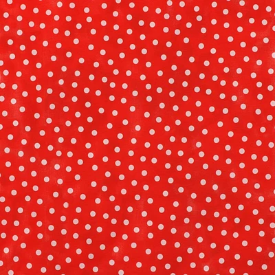 White on Red Polka Dots Oilcloth