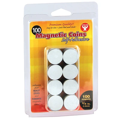 Hygloss Self-Adhesive Magnetic Coins, 3/4" Coins, 100 Per Pack, 6 Packs