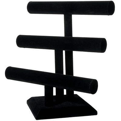 8 Pack: 12" Triple Bar Black Velvet Jewelry Stand by Bead Landing™