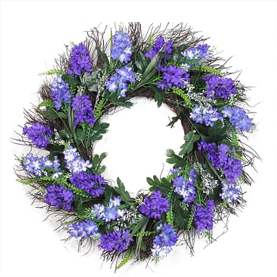 22" Purple Lilac & Heather Spring Floral Wreath