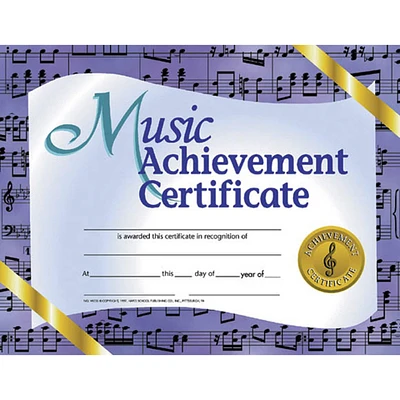 Flipside Products 8.5” x 11” Music Achievement Certificate, 6 Pack Bundle