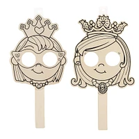 24 Pack: Assorted Darice® Wooden Princess Mask