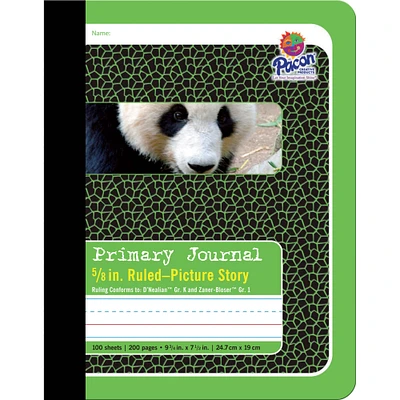 5/8" Green Panda Ruled with Picture Story Space Composition Book, Pack of 12