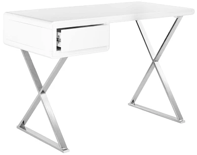 Hanover Desk in White & Chrome