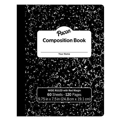 Pacon® Black Composition Book, 9.75" x 7.5", Pack of 12