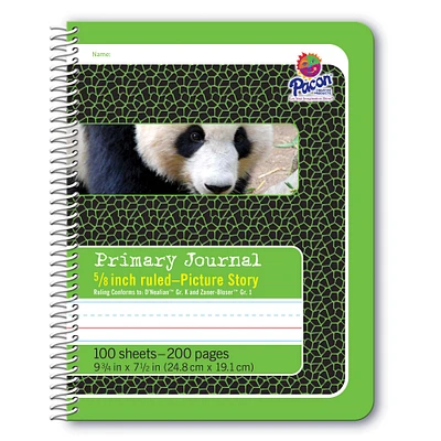5/8" Green Spiral Bound Ruled with Picture Story Space Composition Book, Pack of 12