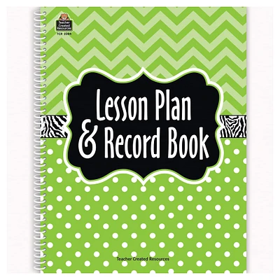 Lime Chevrons and Dots Lesson Plan & Record Book, 2 Count