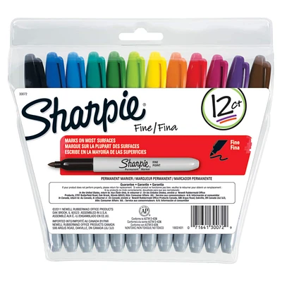 Sharpie® Fine Point Permanent Marker, Assorted, 12/Set