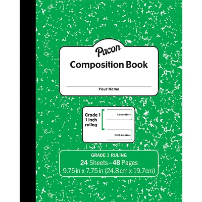 Pacon® Grade 1 Green Marble Soft Cover Composition Book, Pack of 24