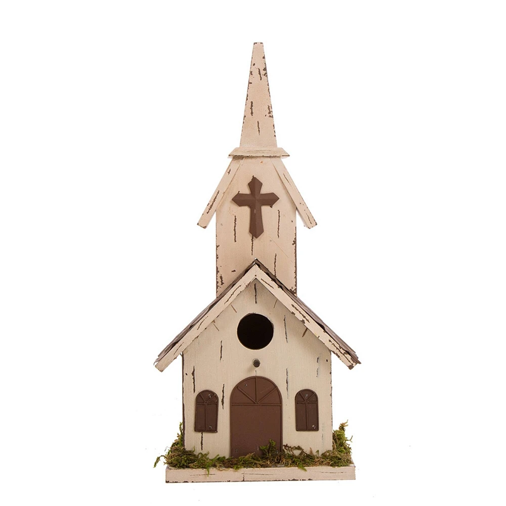 Glitzhome® Hanging Distressed Wood Garden Church Bird House