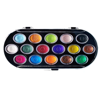 12 Pack: Yasutomo® Niji® Pearlescent 16 Color Watercolors Set