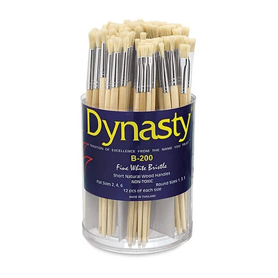 FM Brush Dynasty® Natural Assorted Cylinder Brush Set, 72 Pieces