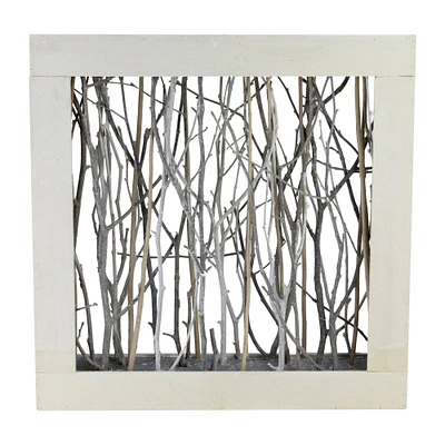 13" Birch Twigs in Rustic Wood Frame