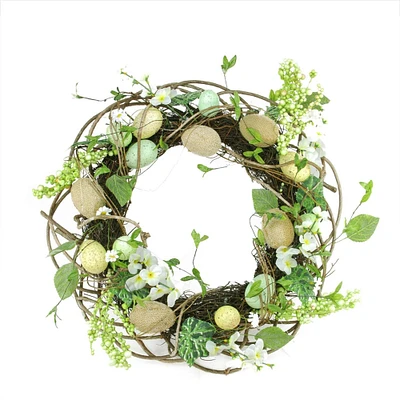 20" Spring Floral & Easter Egg Wreath