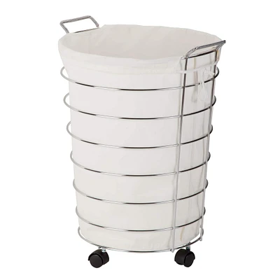 Honey Can Do Chrome & White Rolling Hamper