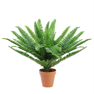 18.5" Potted Artificial Green Boston Fern Plant