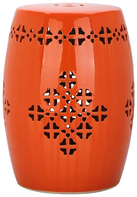 Quatrefoil Garden Stool in Orange