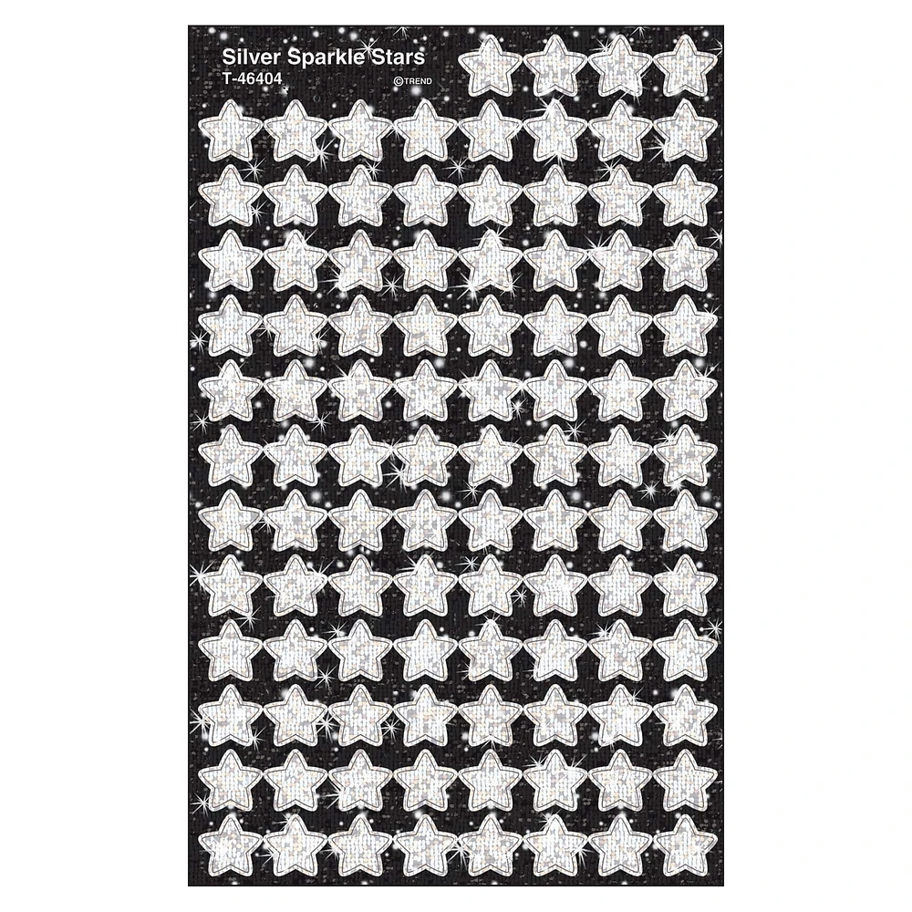 Trend Enterprises® superShapes 7/16” Silver Sparkle Stars Stickers, 12 Pack Bundle